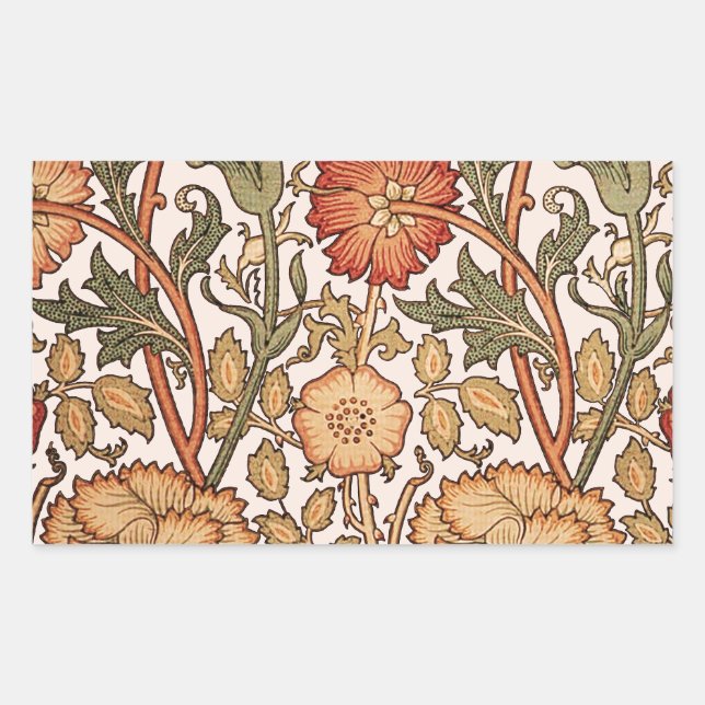 Sticker Rectangulaire William Morris Rose Flower Fond d'écran Motif (Devant)