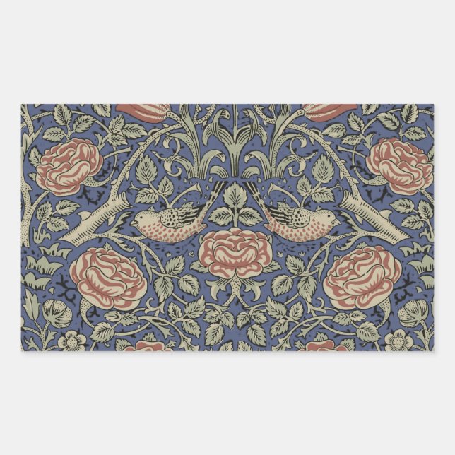 Sticker Rectangulaire William Morris Tudor Fond d'écran Rose (Devant)