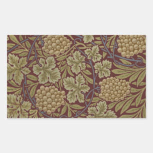 Sticker Rectangulaire William Morris Vine Grappe Rouge Vert Art