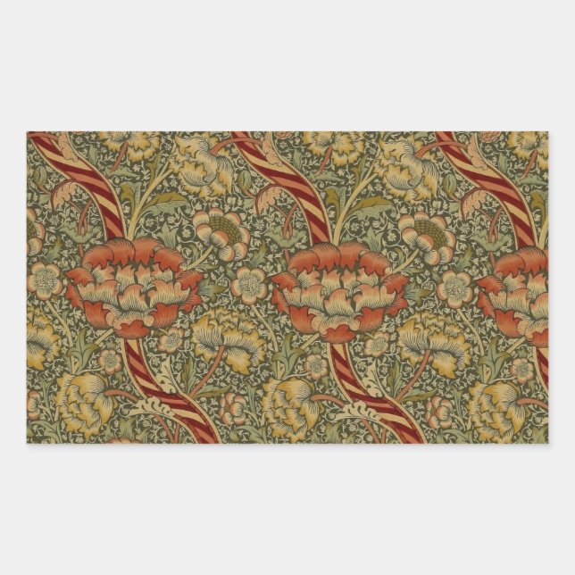Sticker Rectangulaire William Morris Wandle Anglais Floral Damask Design (Devant)