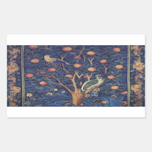 Sticker Rectangulaire William Morris Woodpecker Tapestry Arts & Artisana