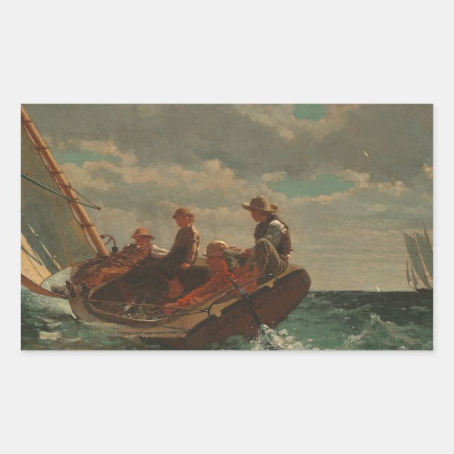 Sticker Rectangulaire Winslow Homer - Breezing Up (Un Vent Juste) (Devant)