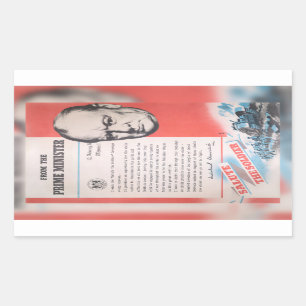 Sticker Rectangulaire Winston Churchill, Réimpression de l'affiche de Br