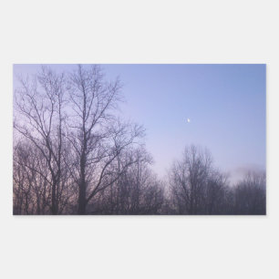 Sticker Rectangulaire Winter Moon Matin Paysage Photographie