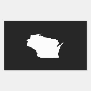 Sticker Rectangulaire Wisconsin en Blanc