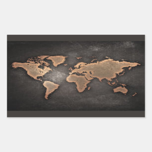 Sticker Rectangulaire World map leather geographical brown