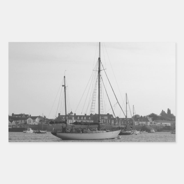 Sticker Rectangulaire Yacht en bois classique (Devant)
