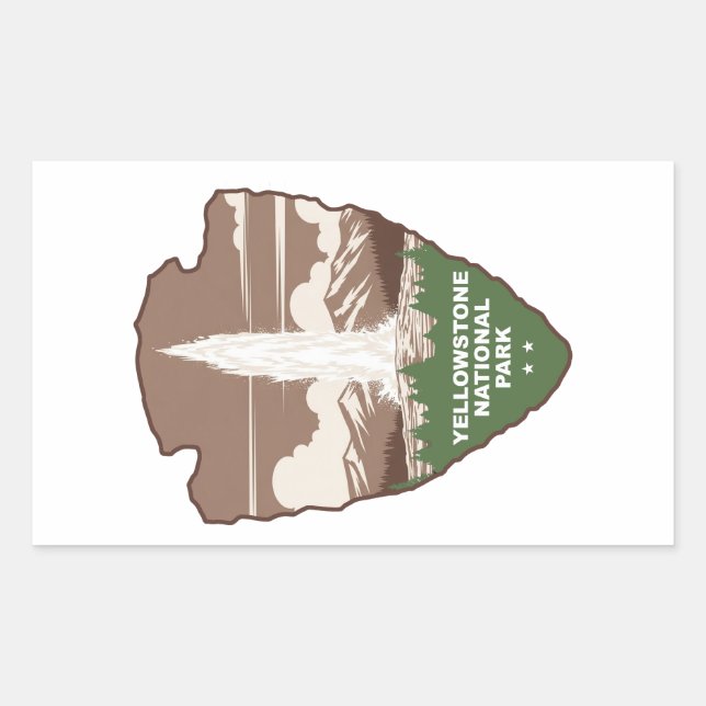 Sticker Rectangulaire Yellowstone National Park Old Faithful Arrowhead (Devant)