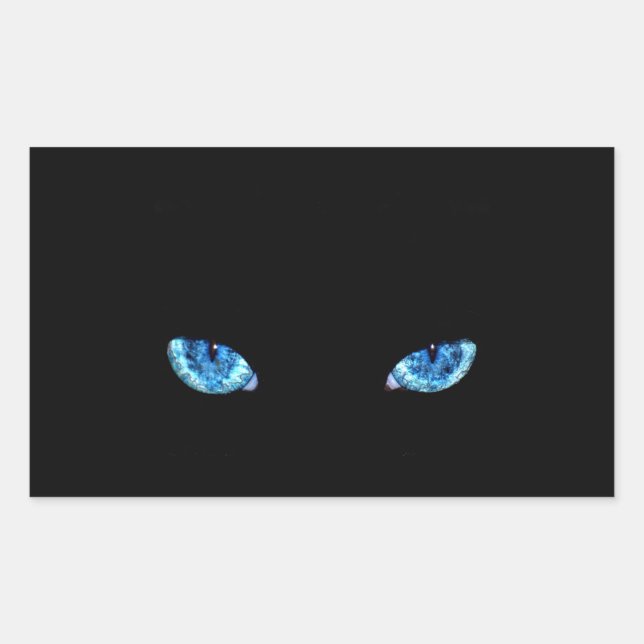 Sticker Rectangulaire Yeux de chat noir bleu (Devant)