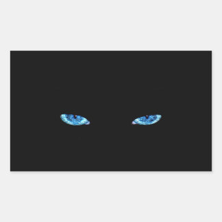 Sticker Rectangulaire Yeux de chat noir bleu