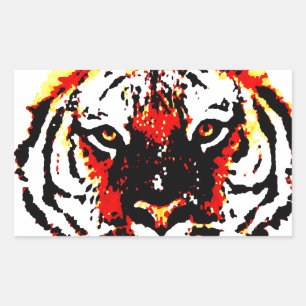 Sticker Rectangulaire Yeux de tigres sauvages