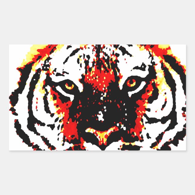 Sticker Rectangulaire Yeux de tigres sauvages (Devant)