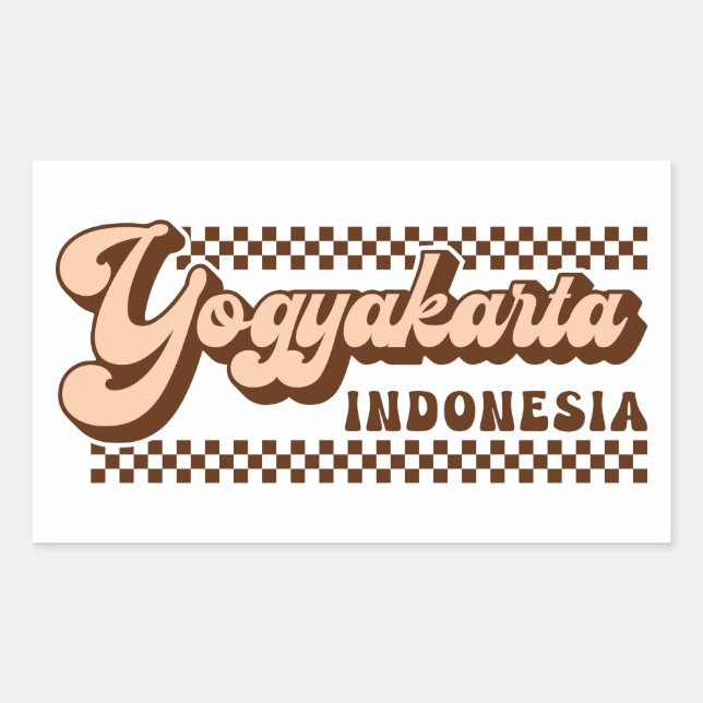 Sticker Rectangulaire Yogyakarta Indonésie Texte Brown rétro (Devant)