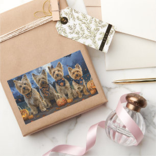 Sticker Rectangulaire Yorkipoo Halloween Épouvantable
