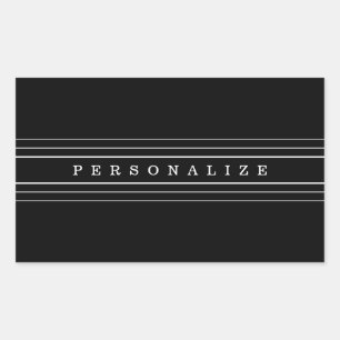Sticker Rectangulaire Your Custom Text & Modern Stripes   Black & White