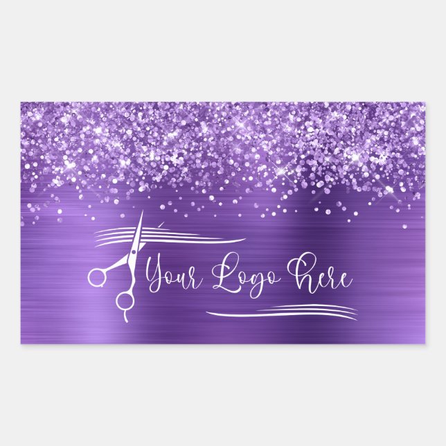 Sticker Rectangulaire Your Logo Glittery Amethyst Glam (Devant)