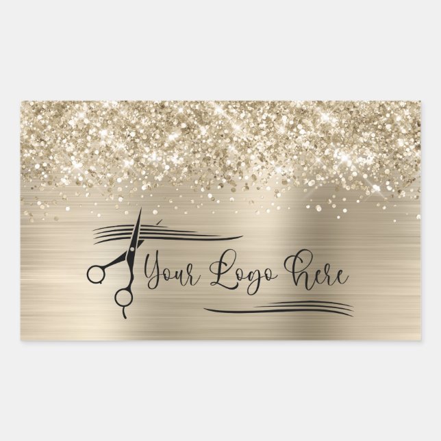 Sticker Rectangulaire Your Logo Glittery Pale Gold Glam (Devant)
