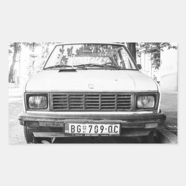 Sticker Rectangulaire Yugo, vieille voiture yougoslave (Devant)
