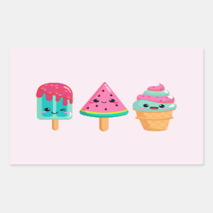Sticker Rectangulaire Yummy Ice Cream Trio Vibe été