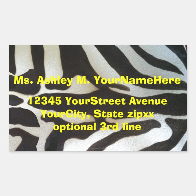 Sticker Rectangulaire Zebra Print Return Adresse (Devant)