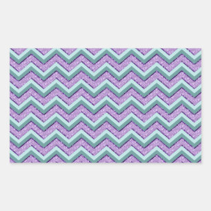 Sticker Rectangulaire ZigZag turquoise et Améthyste