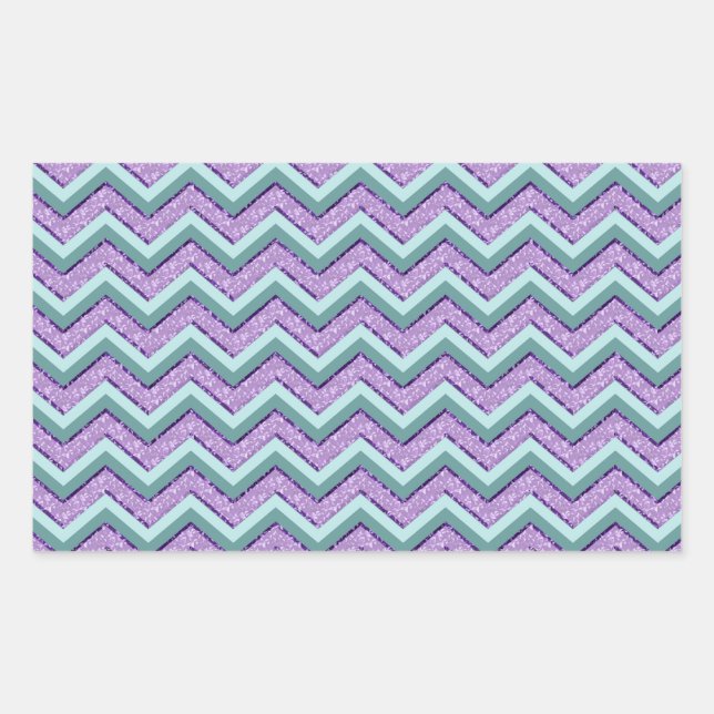 Sticker Rectangulaire ZigZag turquoise et Améthyste (Devant)