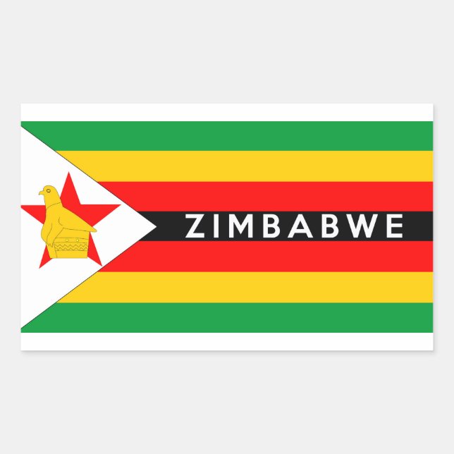 Sticker Rectangulaire zimbabwe pays drapeau symbole nom (Devant)
