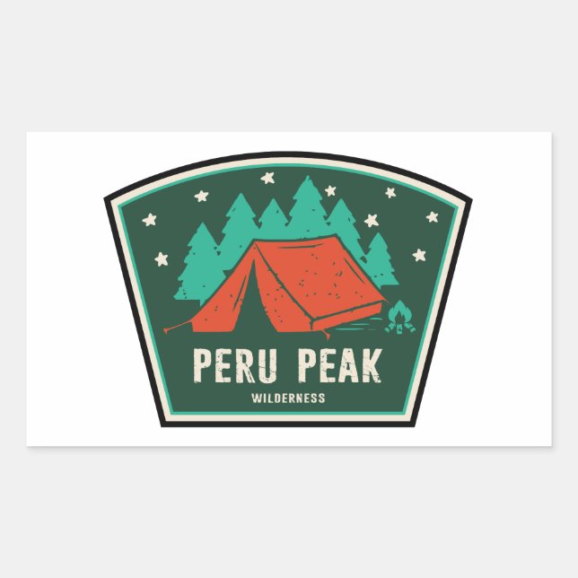 Sticker Rectangulaire Zone sauvage Peru Peak Vermont Camping (Devant)
