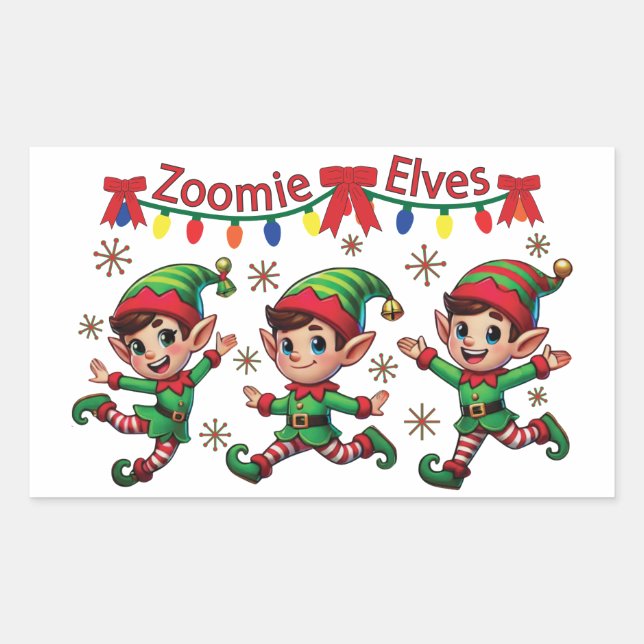 Sticker Rectangulaire Zoomie Elves Noël (Devant)