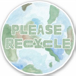 Sticker Recycle Planète Terre Aquarelle Pastel