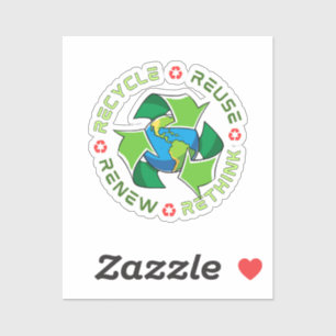 Sticker Recycler, Réutiliser, Renouveler, Repenser. Sauvez