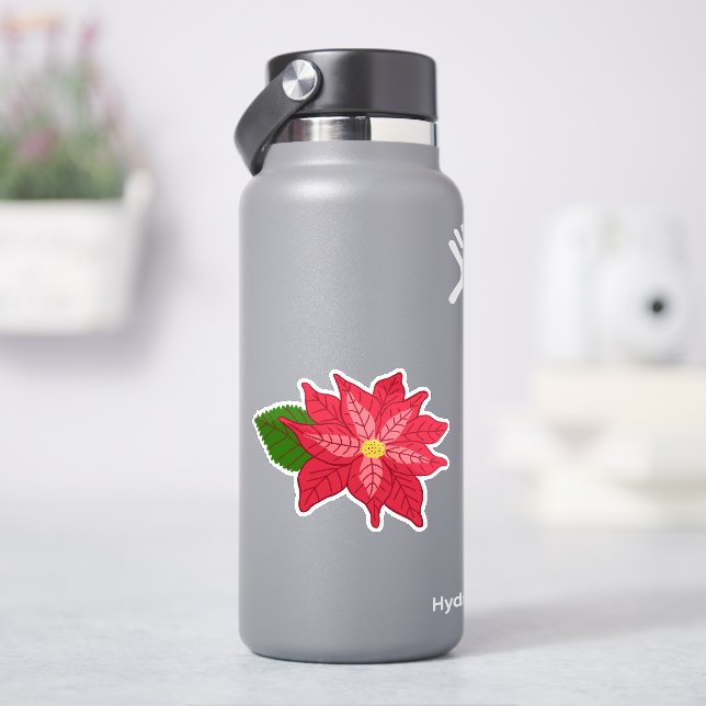 Sticker Red and Pink Christmas Poinsettia (HydroFlask)