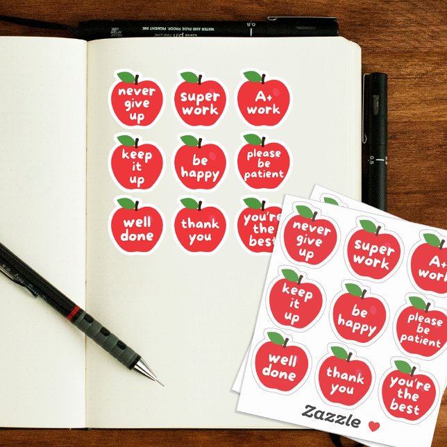 Sticker Red Apple Super job Student Achievement Enseignant (Red Apple Great Job Student Achievement Teacher Sticker)