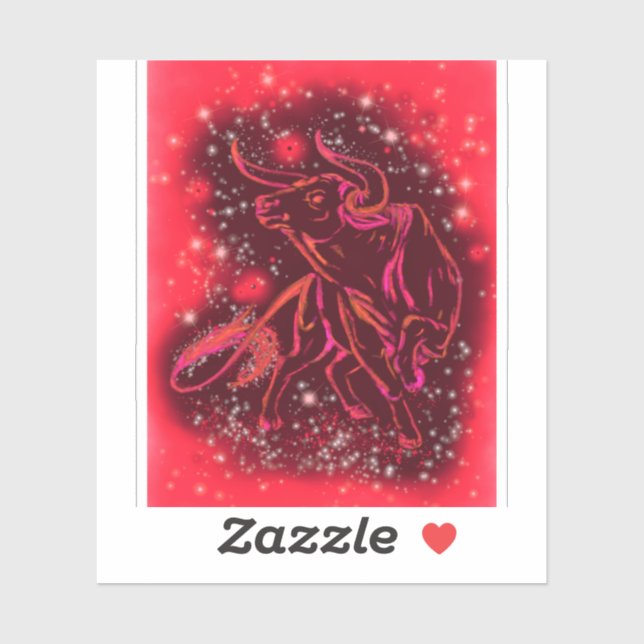 Sticker Red Bull Courant À Starry Night (Feuille)