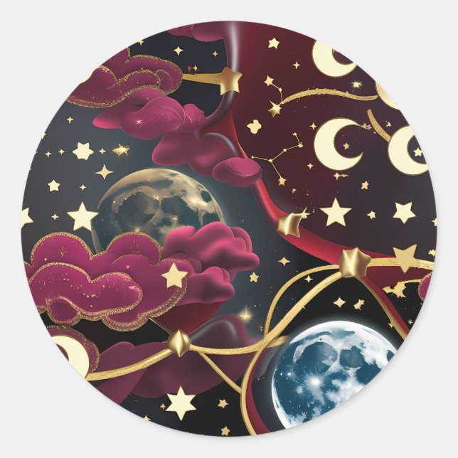 Sticker - Red Celestial Moon Design Mystic Lunar  (Devant)