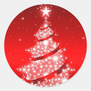 Sticker Red Elegant Christmas Tree