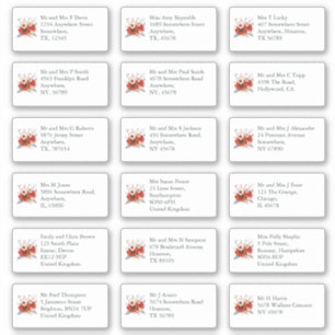 Sticker Red Florals Mariage individuel Nom de l'hôte Adres