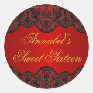 Sticker Red & Gold Lace Sweet 16