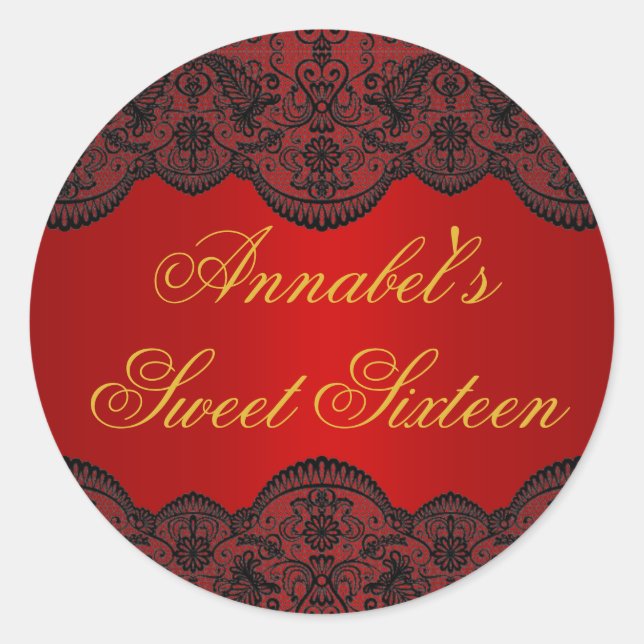 Sticker Red & Gold Lace Sweet 16 (Devant)