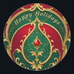 Sticker Red Green Gold Christmas<br><div class="desc">Beau Sticker de Noël Rouge Vert Or</div>