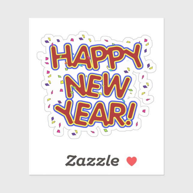 Sticker Red Happy New Year   (Feuille)