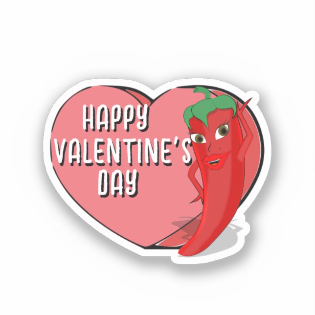 Sticker Red Hot Pepper Diva Valentines (Recto)