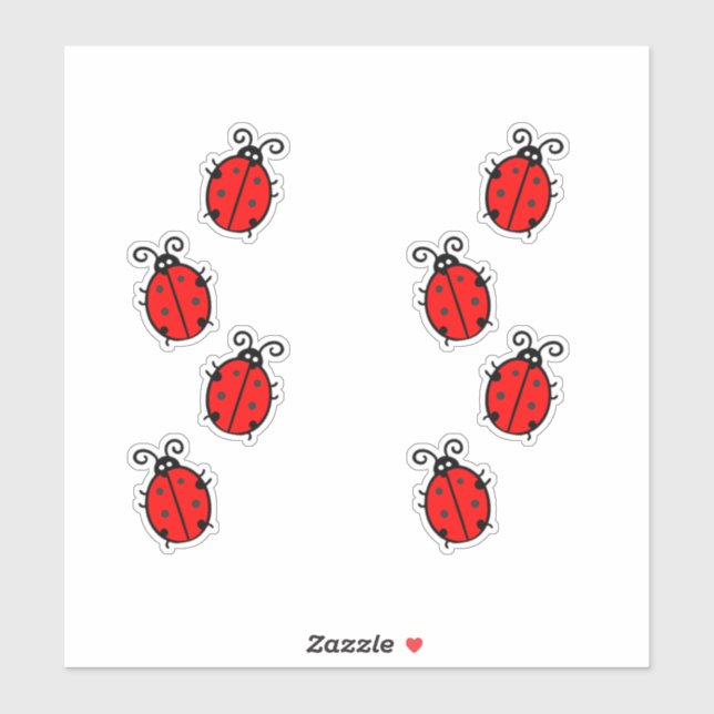 Sticker Red Ladybugs Crawling Thunder_Cove (Feuille)