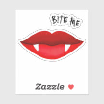Sticker Red Lips & Vampire Fangs Bite Me