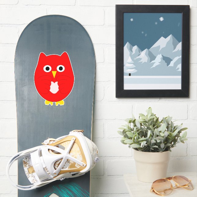 Sticker Red Owl Design (Snowboard)