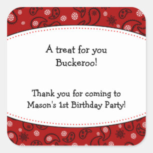 Sticker Red Paisley Favker Cowboy Étiquette occide