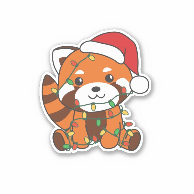 Sticker Red Panda Christmas Winter Animals Red Pandas (Devant)