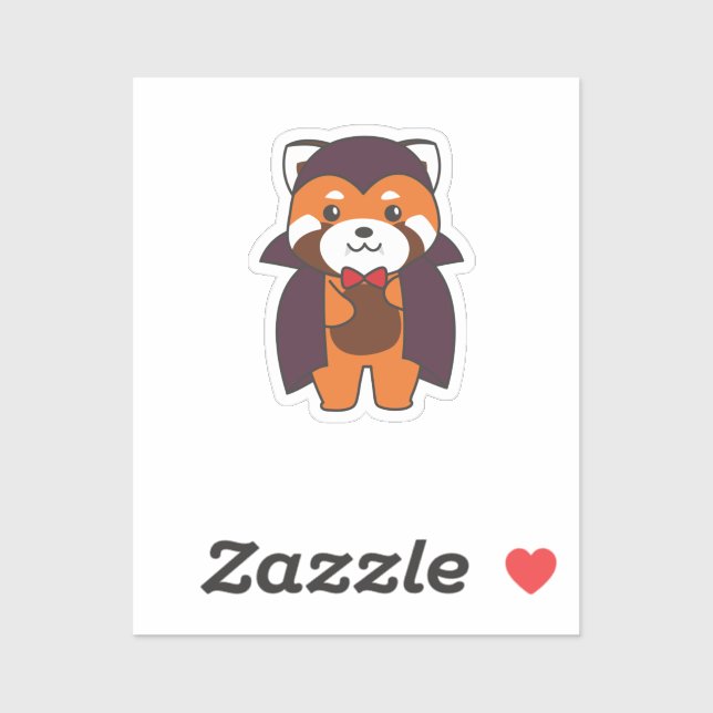 Sticker Red Panda Halloween Cute Devil Vampire Costume (Feuille)