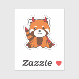 Sticker Red Panda Halloween Cute Devil Witch Costume