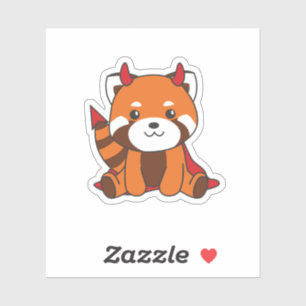 Sticker Red Panda Halloween Cute Devil Witch Costume
